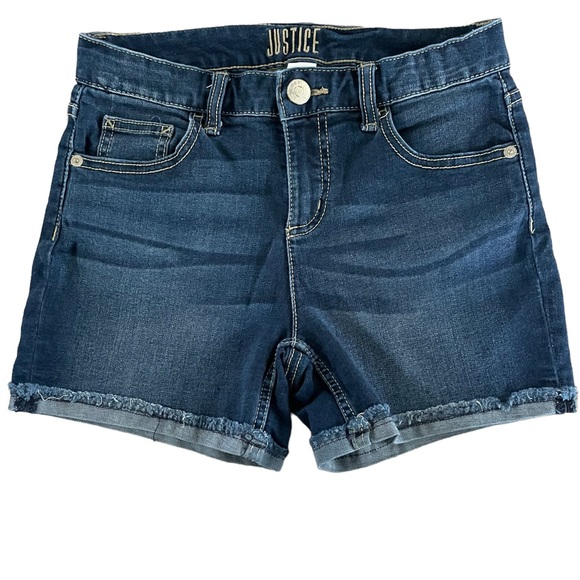 Hand Embroidered Girls Justice Stretch Denim Shorts - Picture 7 of 8